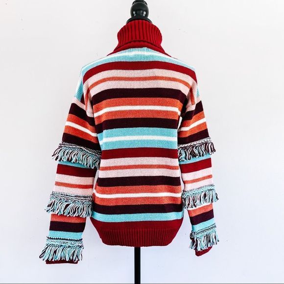 Hayley Menzies Sweater Sunset Stripes Fringe Jumper - Picture 4 of 10